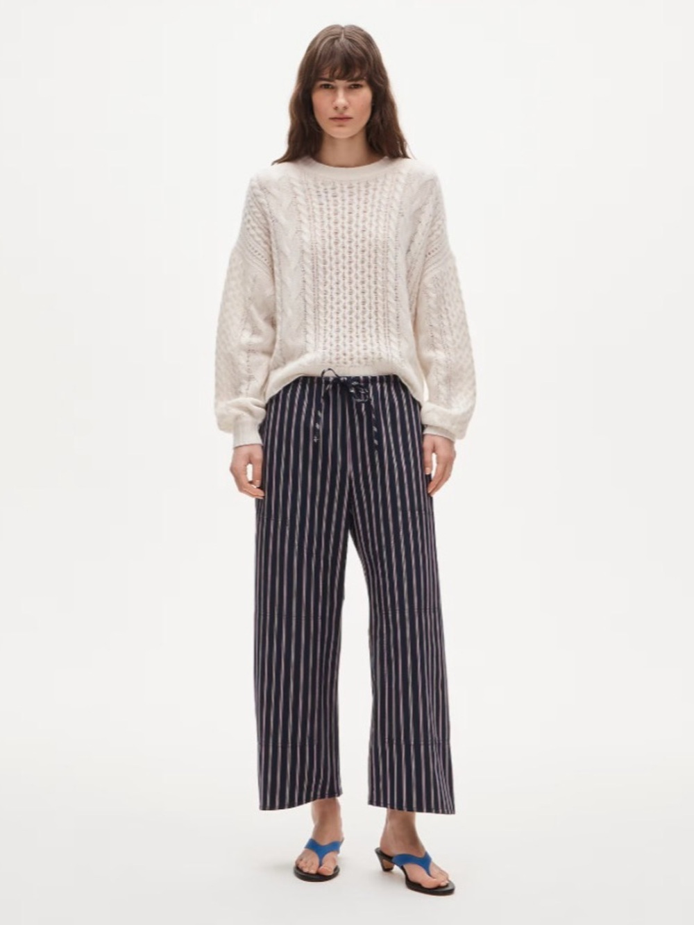 NWT J. Crew Tall Luna Pant Striped Cotton Poplin Navy Multi